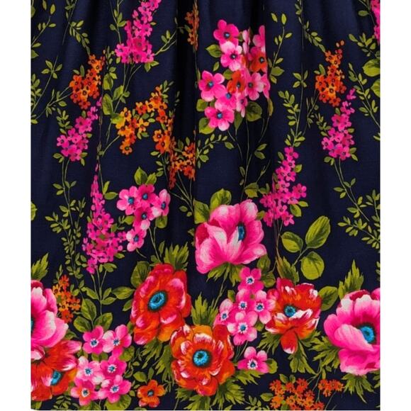 Handmade Dresses & Skirts - Handmade Vintage 1970s HAWAIIAN MAXI SKIRT Cotton Crepe Bark Cloth Bright Floral